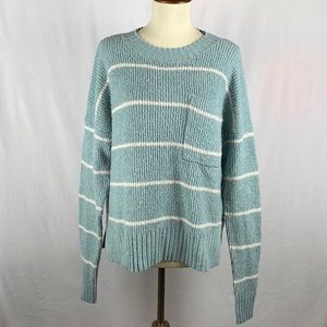 🎉HP🎉 Pink Republic Oversized Light Blue & White Striped Fuzzy Sweater - Small